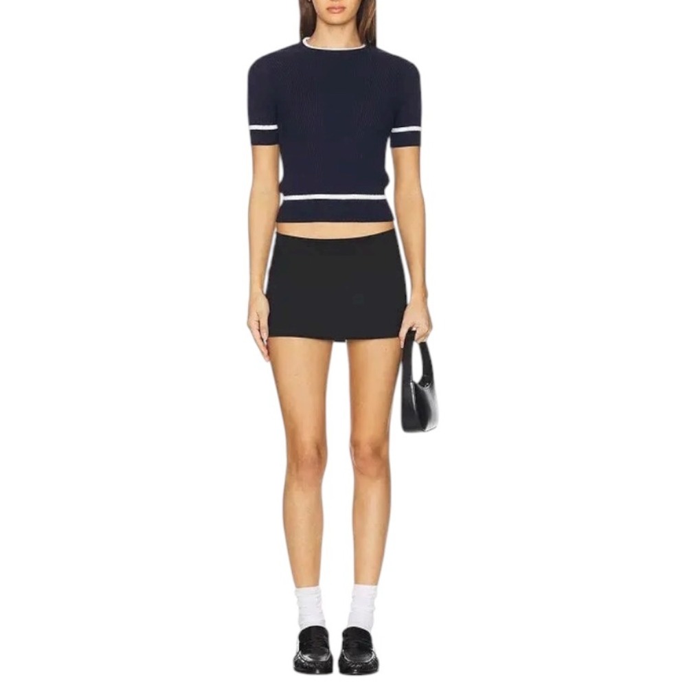 rag & bone Kassy Rib Short Sleeve Tee Navy